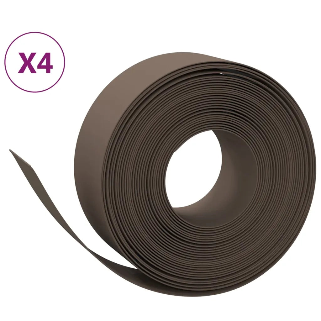 Bordature da Giardino 4 pz Marroni 10 m 20 cm in Polietilene CFW1423848