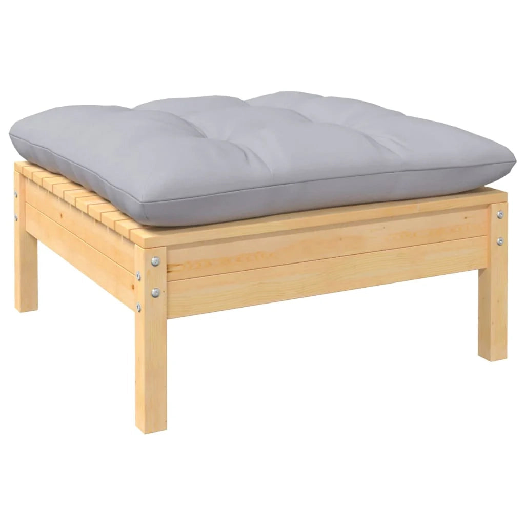 Set di mobili da giardino mobili da esterno 8 pezzi con cuscini grigi legno di pino massiccio 02_0017580