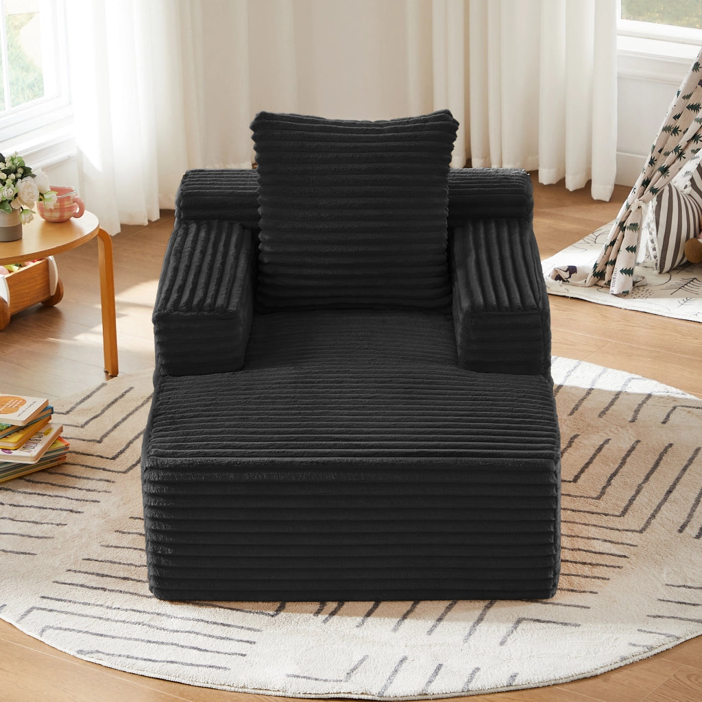 Chaise longue relax convertibile - uso poltrona e letto - in velluto a coste - nero