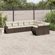 Set Divani da Giardino 9pz con Cuscini Marrone in Polyrattan 3221842