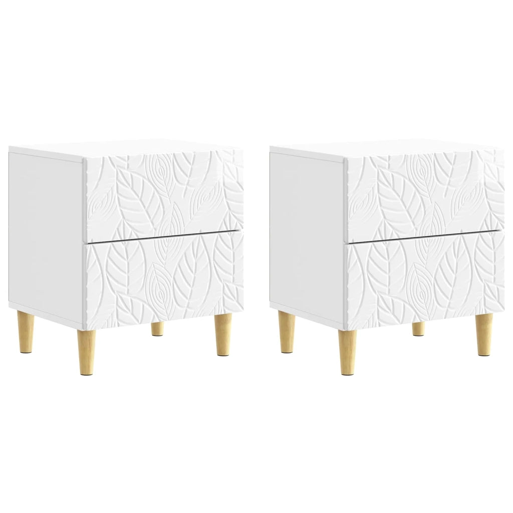 Comodino 2 pz Bianco Lucido 43 x 34,5 x 48 cm 894994