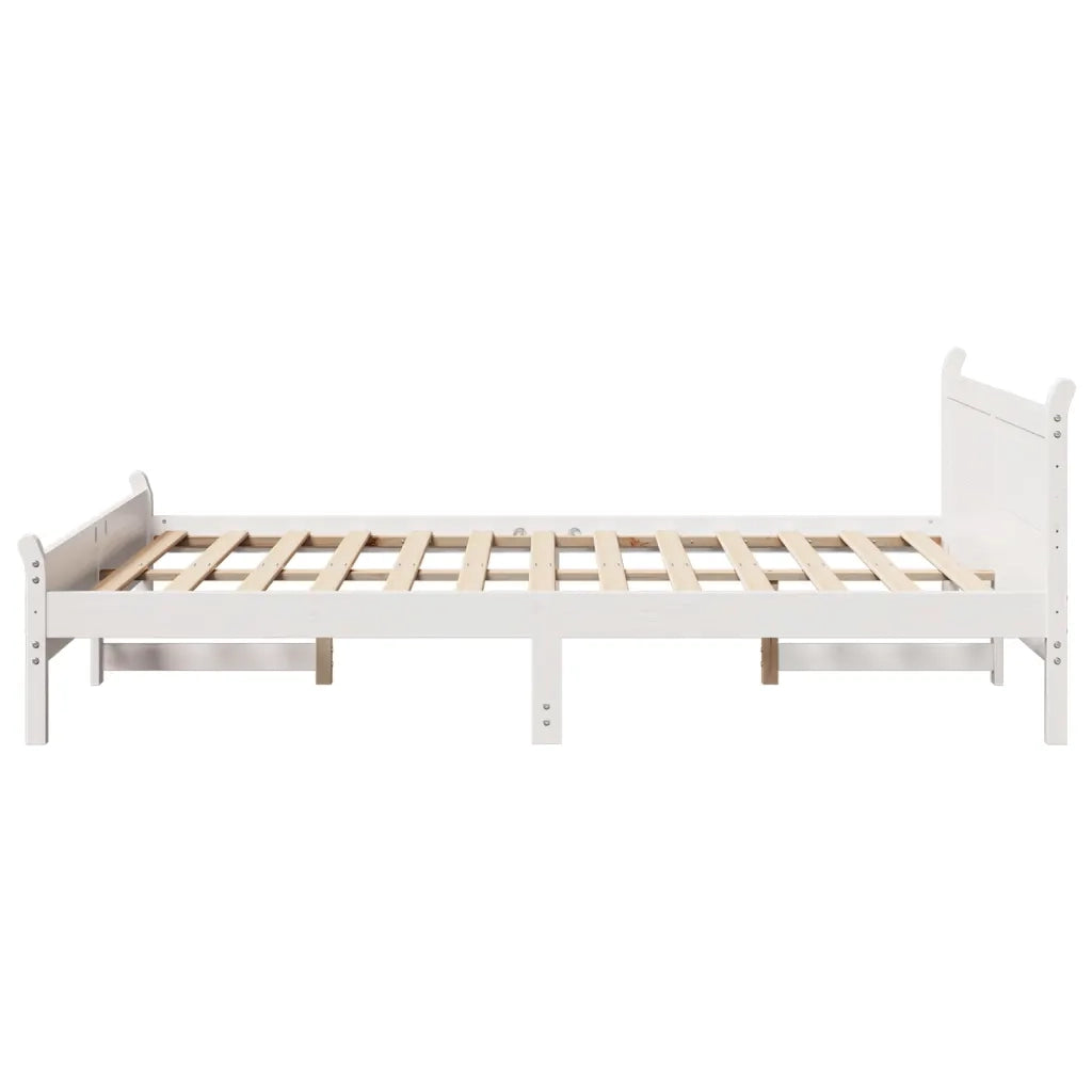 Letto senza Materasso-Struttura Letto Bianco 150x200 cm Legno Massello di Pino 218394