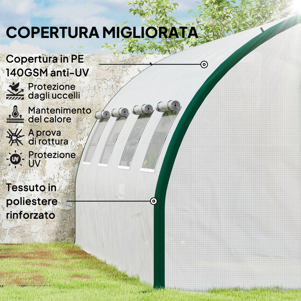 Serra da Giardino ¨C Minimal ¨C Bianco e Verde, 6x3 m, PE, Poliestere, Acciaio Zincato