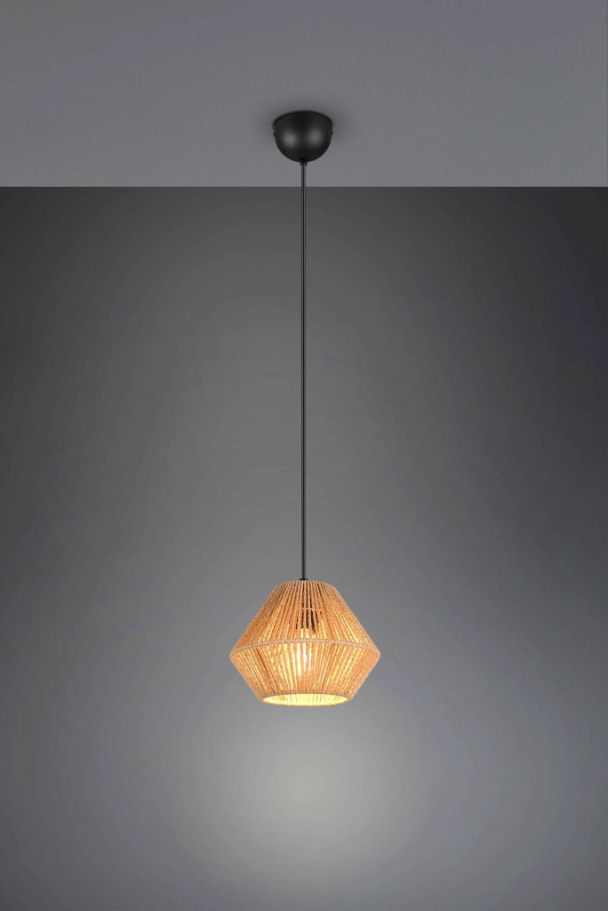 Lampada a sospensione, fibre naturali, D 20 cm, Lucille
