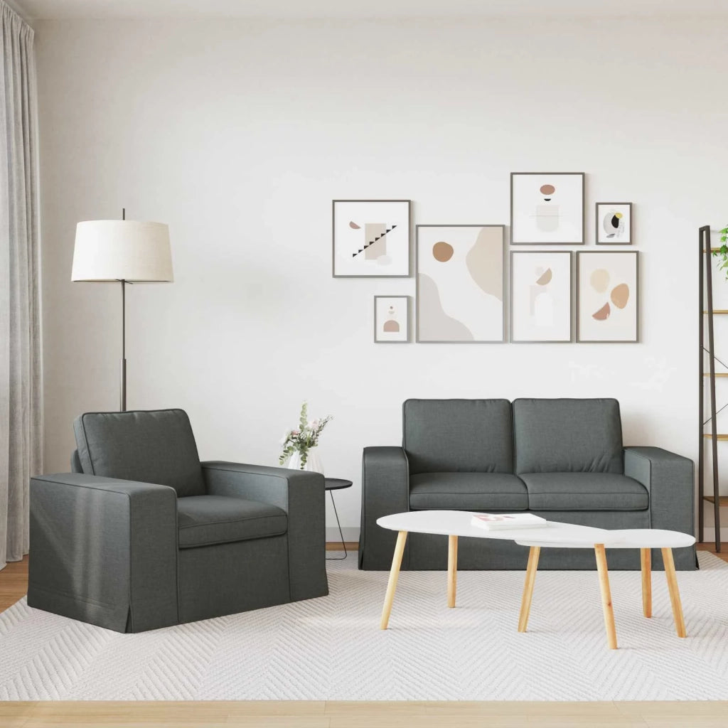 Set di divani 2 pcs Grigio scuro 162 x 80 x 82 cm Tessuto 3407501
