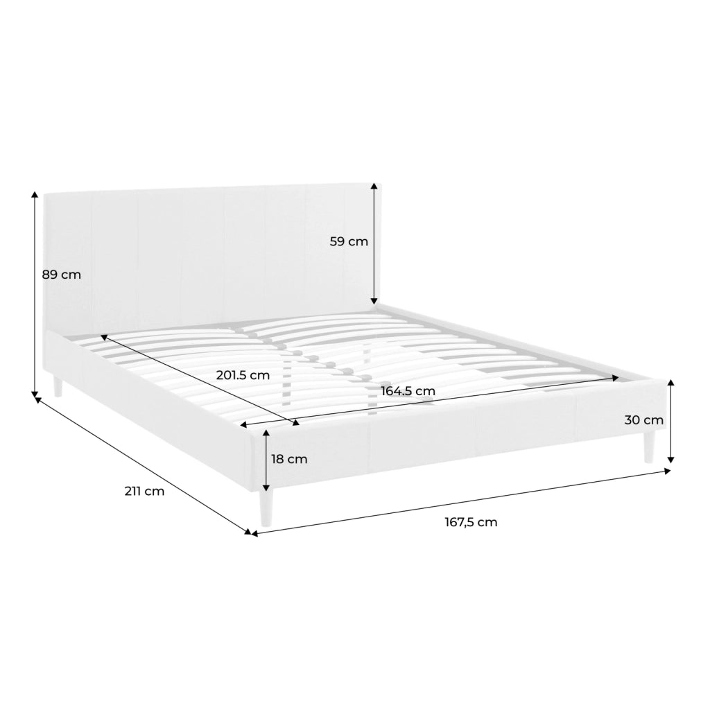 Struttura letto con rete a doghe e testiera 160x200cm, tessuto