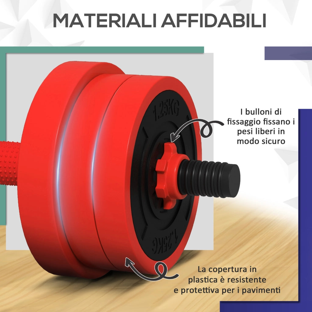 Set Pesi da Palestra 4 in 1 ¨C Minimal ¨C 20 kg, Rosso