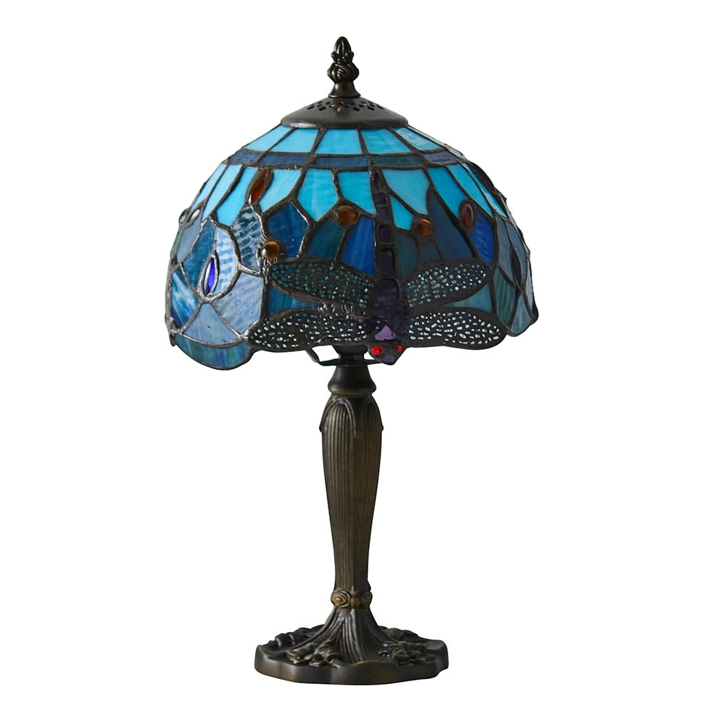 Lampada da tavolo Tiffany Dragonfly blu-verde E14 40W