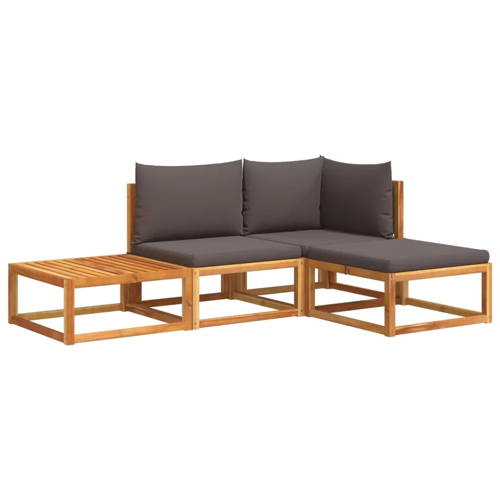 Set di divani da giardino 4 pezzi con cuscini in legno di acacia e rattan 3278893