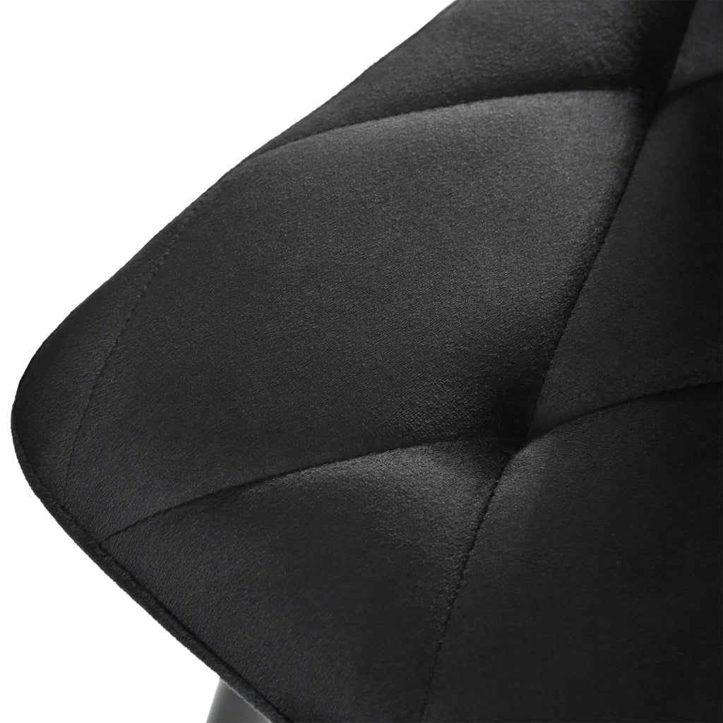 Sedie da Pranzo Set 4 Pezzi Imbottite ¨C Xylo ¨C Velluto Nero, Gambe in Metallo, Schienale