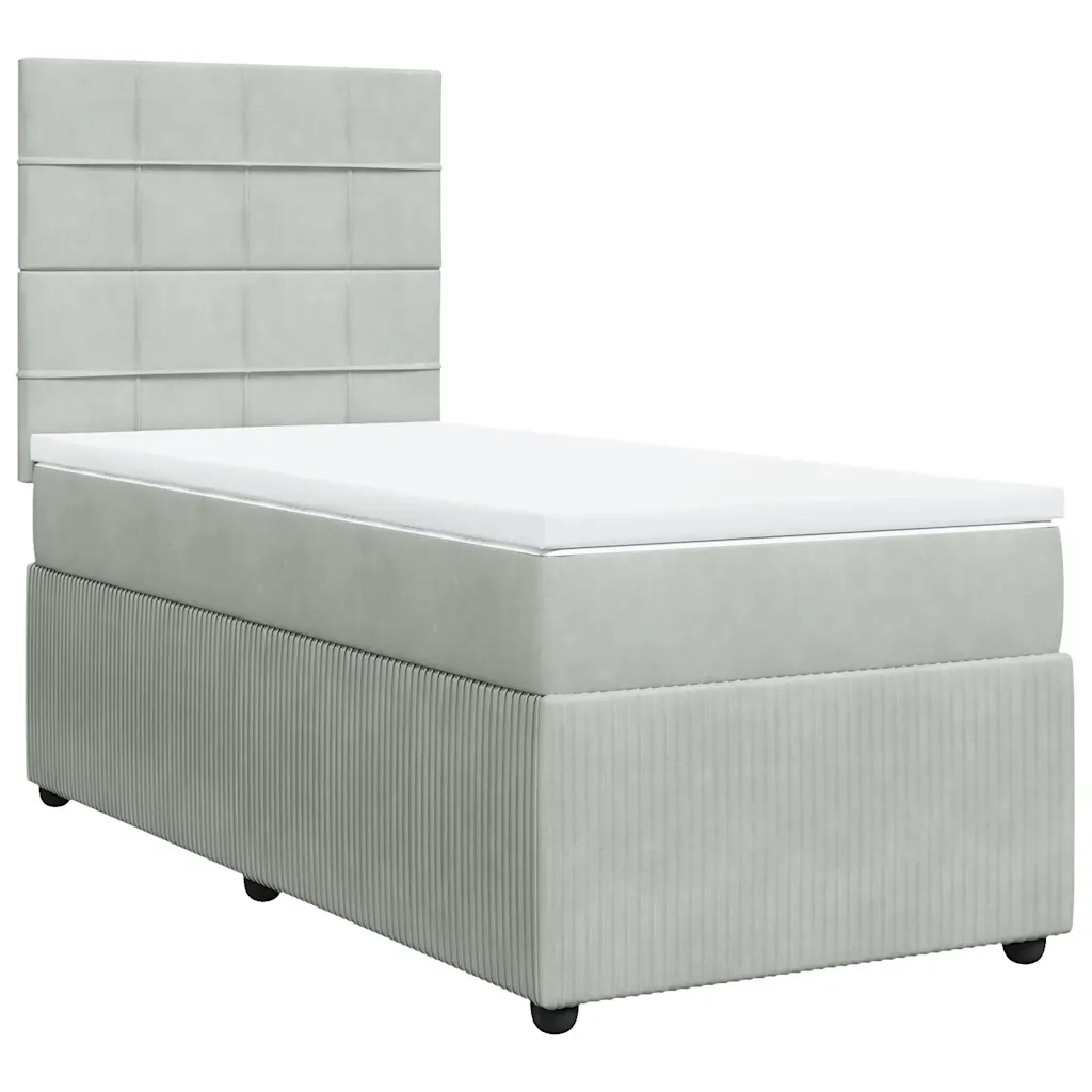 Giroletto a Molle con Materasso Grigio Chiaro 100x200cm Velluto