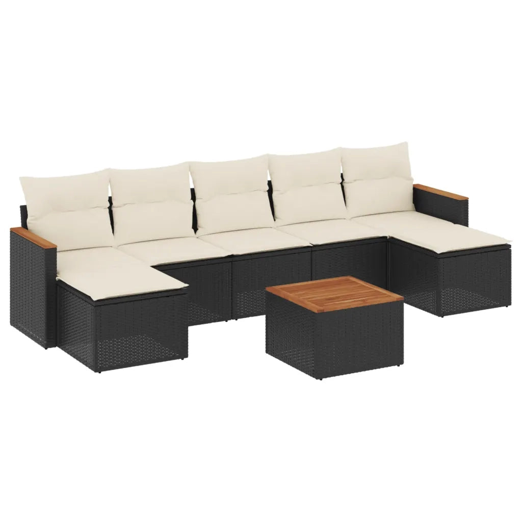 Set Divani da Giardino con Cuscini 8 pz Nero in Polyrattan 3226238