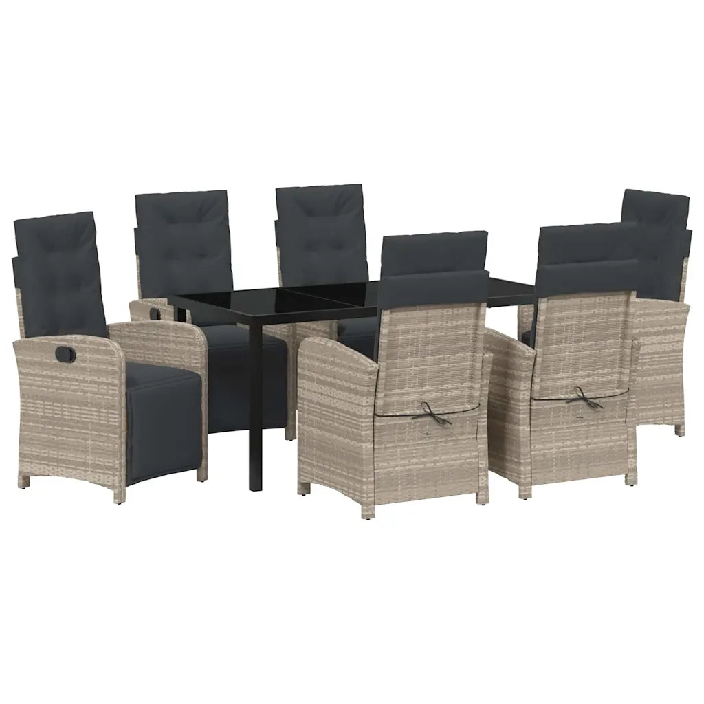 Set da Pranzo per Giardino 7 pcs Grigio chiaro polyrattan