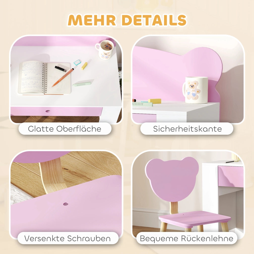 Scrivania per Bambini con Sedia e Cassetto ¨C zephmum ¨C Rosa