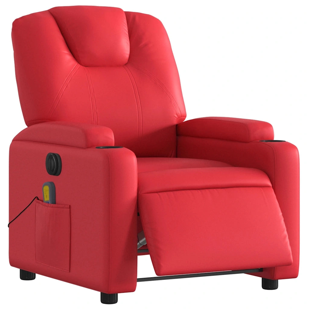 Poltrona Massaggio Elettrica Reclinabile Rosso Similpelle 3204428