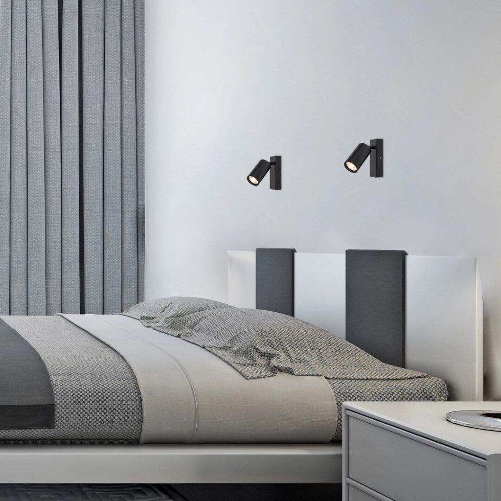 Applique moderna con interruttore GU10 nera Solo Rabalux
