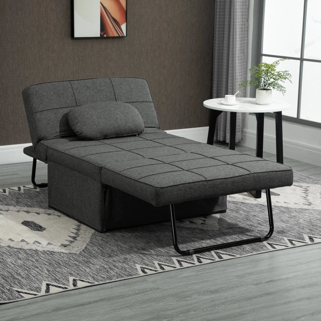 Poltrona letto 4 in 1 con schienale regolabile ¨C Xylo ¨C Tessuto grigio effetto lino 95x179x78 cm