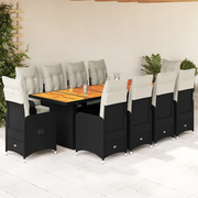 Set da Bistrò da Giardino 11 pz con Cuscini Nero in Polyrattan 3277273