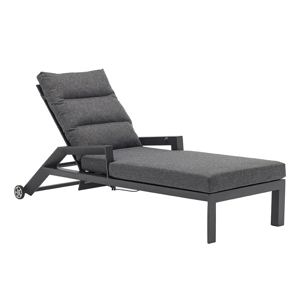 Tempo Style - Lettino Resort Nice Antracite in alluminio | Reclinabile con morbidi cuscini | Ideale per Spiaggia, Piscina, Giardino | 200 x 86 x 71cm