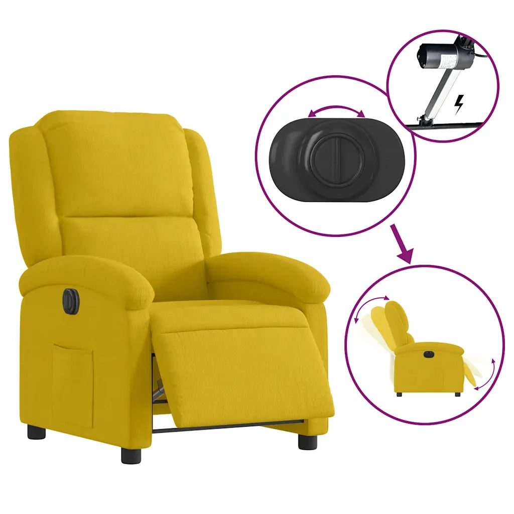 Poltrona Reclinabile Elettrica Gialla in Velluto 3204285