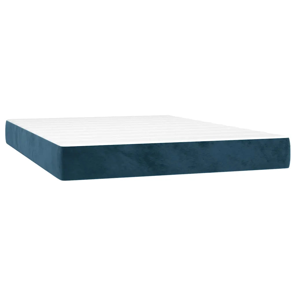 Giroletto a Molle con Materasso Blu Scuro 140x200 cm in Velluto 3141429