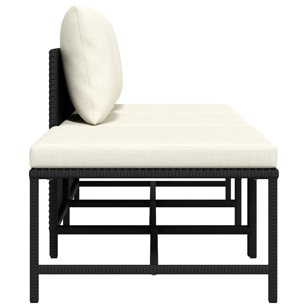 Set Divani da Giardino 3 pz con Cuscini in Polyrattan Nero 313514