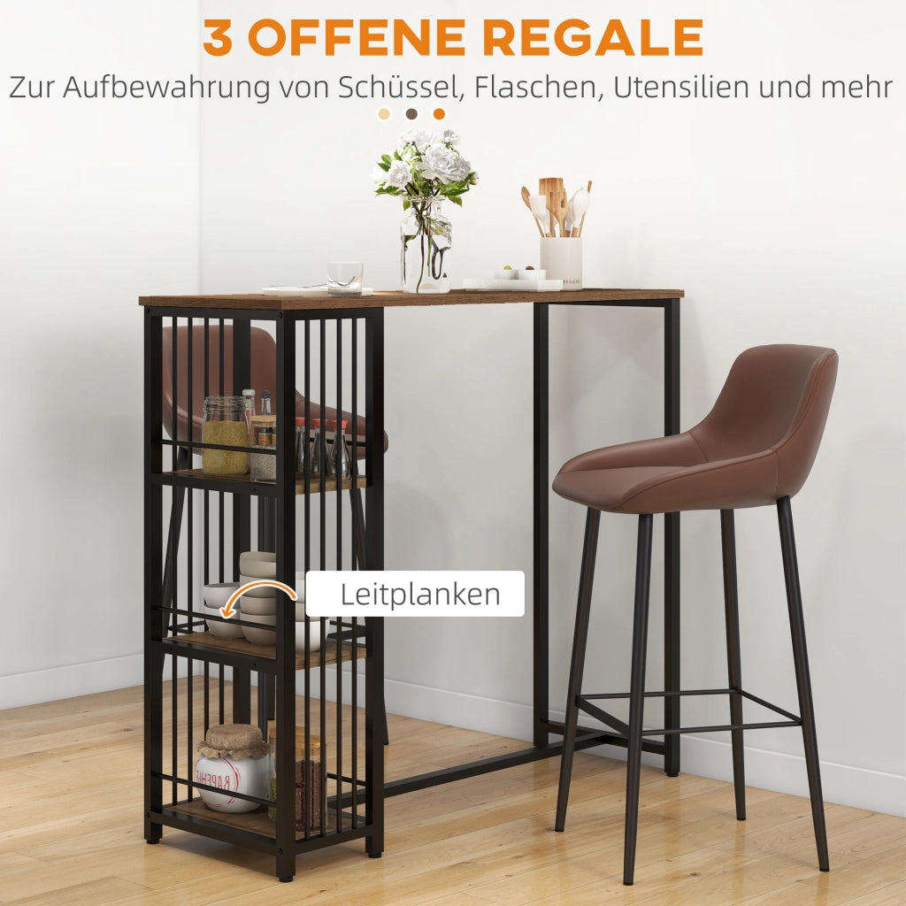 Tavolo da cucina con ripiani ¨C zephmum ¨C 120x40x105 cm, nero e marrone