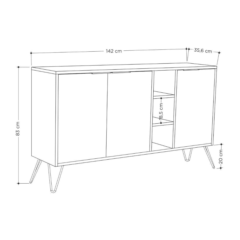 Madia bianca 142x35,5x83h
