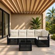 Set Divano da Giardino 6 pz Nero polyrattan 3435712