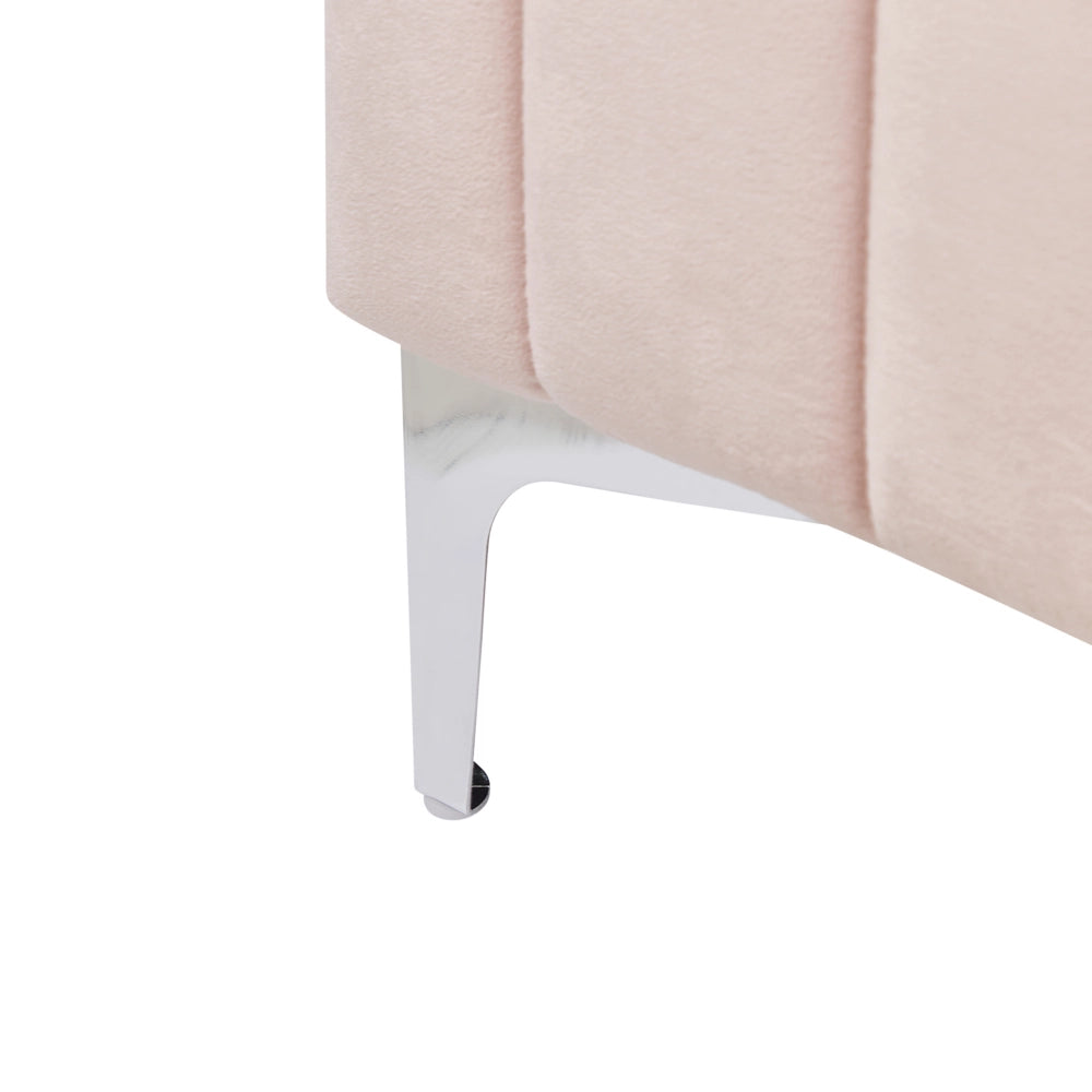 Letto in velluto rosa pastello UE Matrimoniale 160 x 200 cm Testiera Imbottita con Gambe in metallo Design moderno