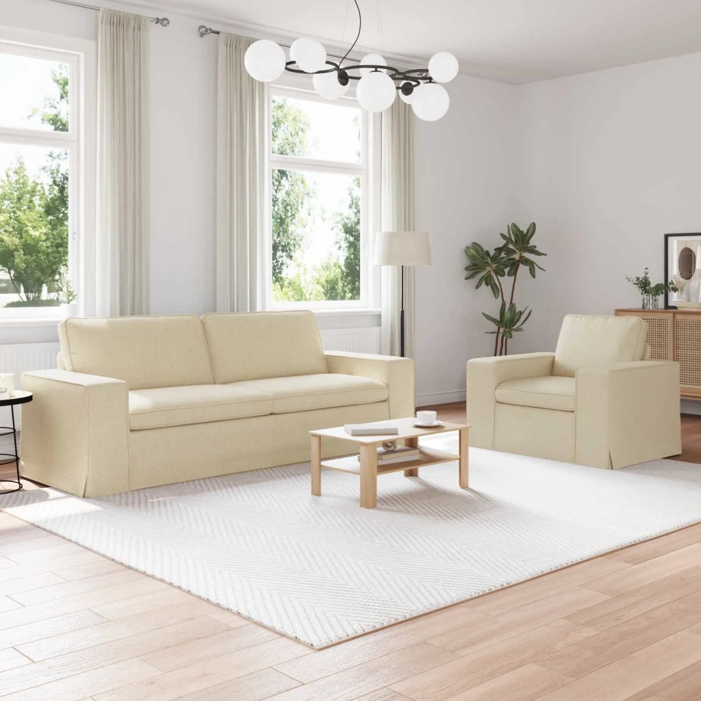 Set di divani 2 pcs Crema 222 x 80 x 82 cm Tessuto 3407593
