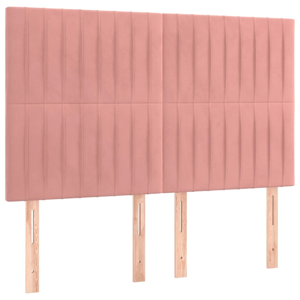 Giroletto a Molle con Materasso Rosa 140x190 cm in Velluto 3132800