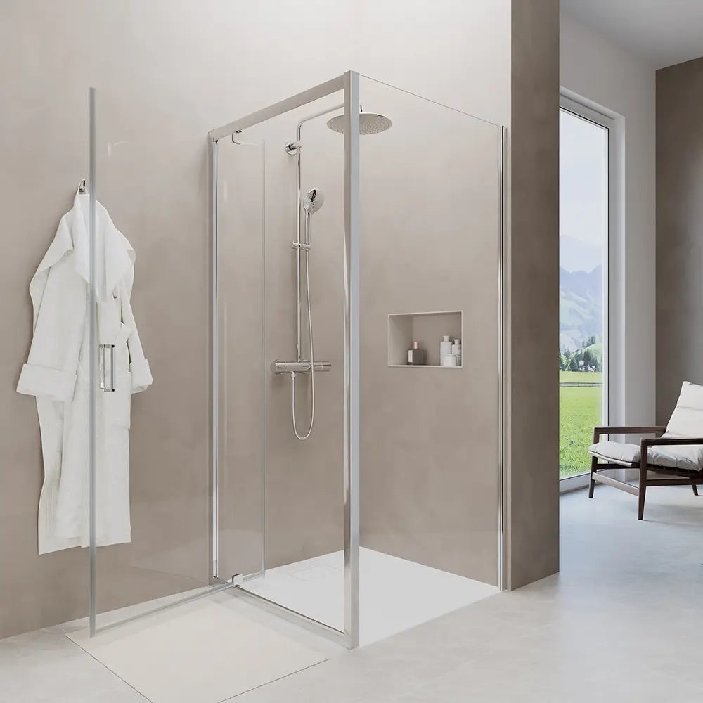 Box doccia 75x80 cm angolare apertura a battente vetro 6mm trasparente | Apulia