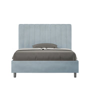 BS COM Letto una piazza e mezza con rete imbottito 120x210 microfibra azzurro