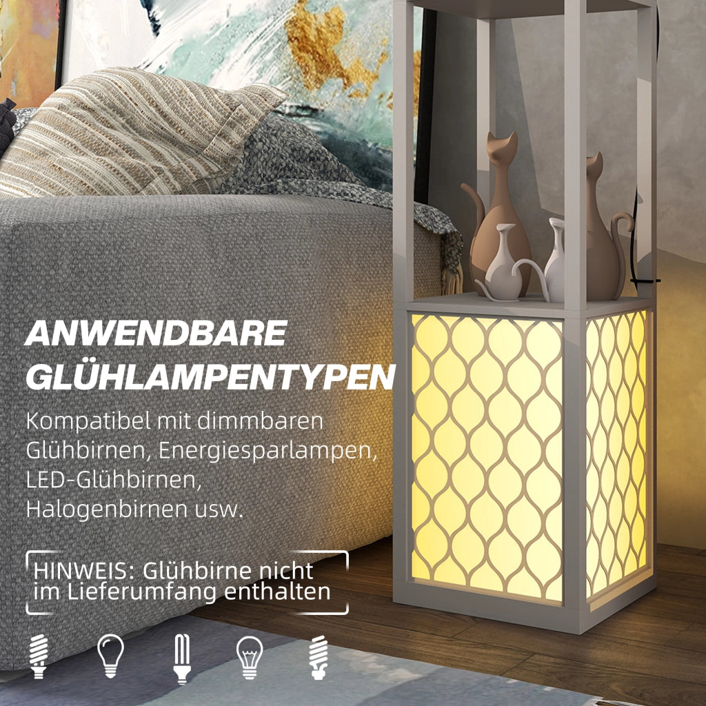 Lampada da terra moderna con 2 ripiani ¨C Xylo ¨C Nero e Bianco 26x26x156 cm
