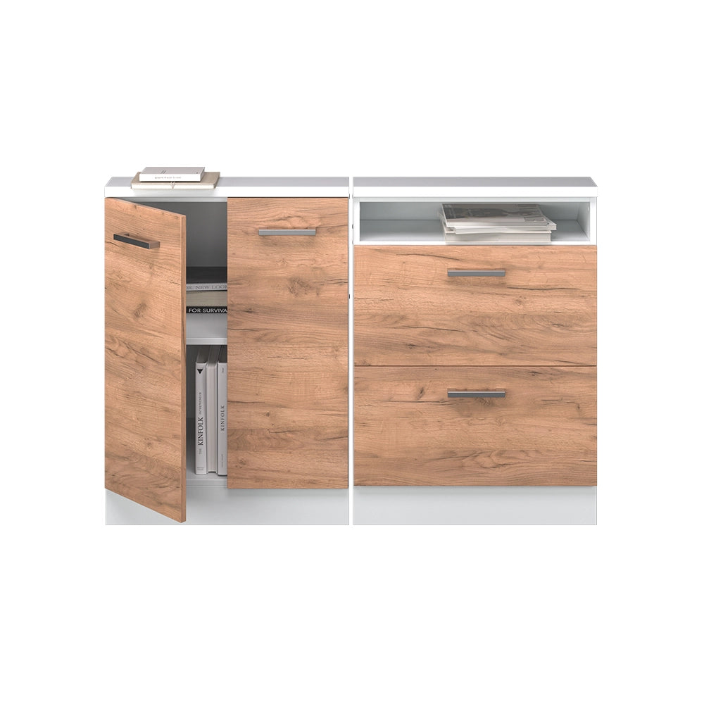 Set di mobili sottotetto Rion Rovere dorato/Bianco Set di 2 Vicco