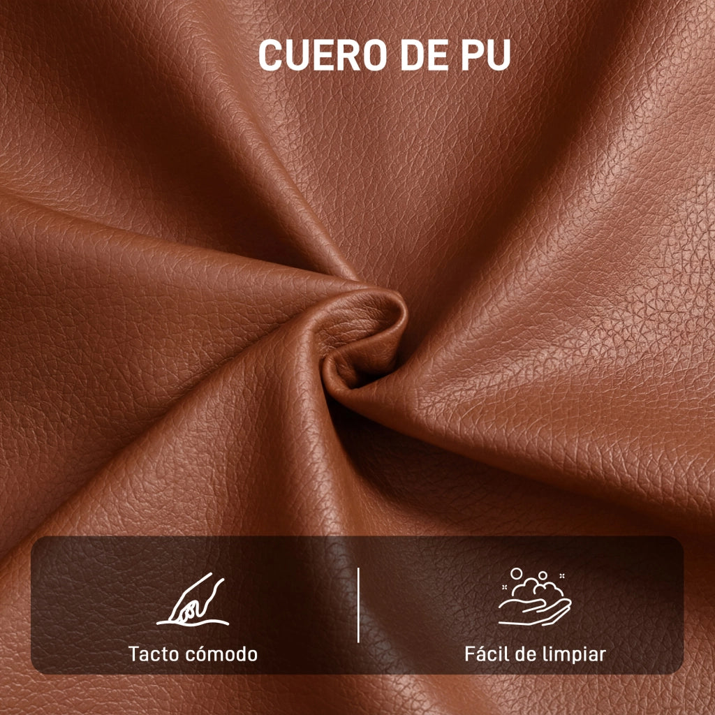 Poltrona in similpelle marrone con braccioli e gambe in metallo ¨C Minimal