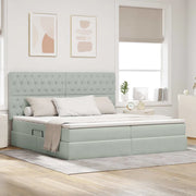 Letto con contenitore e LED Grigio chiaro 200 x 200 cm Velluto 3372747