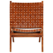 Sedia Pieghevole a Strisce Incrociate Marrone in Vera Pelle 246365