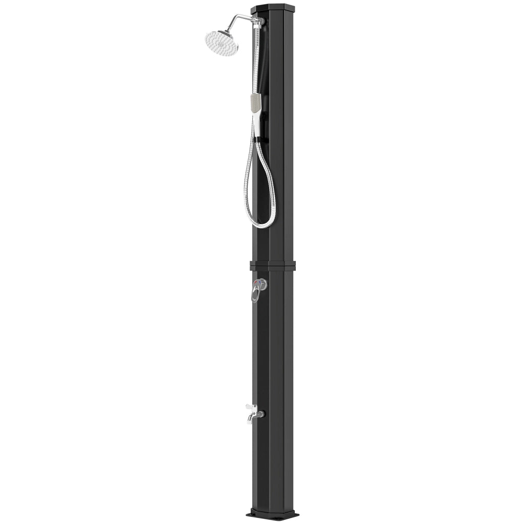 Doccia Solare 60L, Doccia da Giardino Esterno con 2 Soffioni Riscaldata