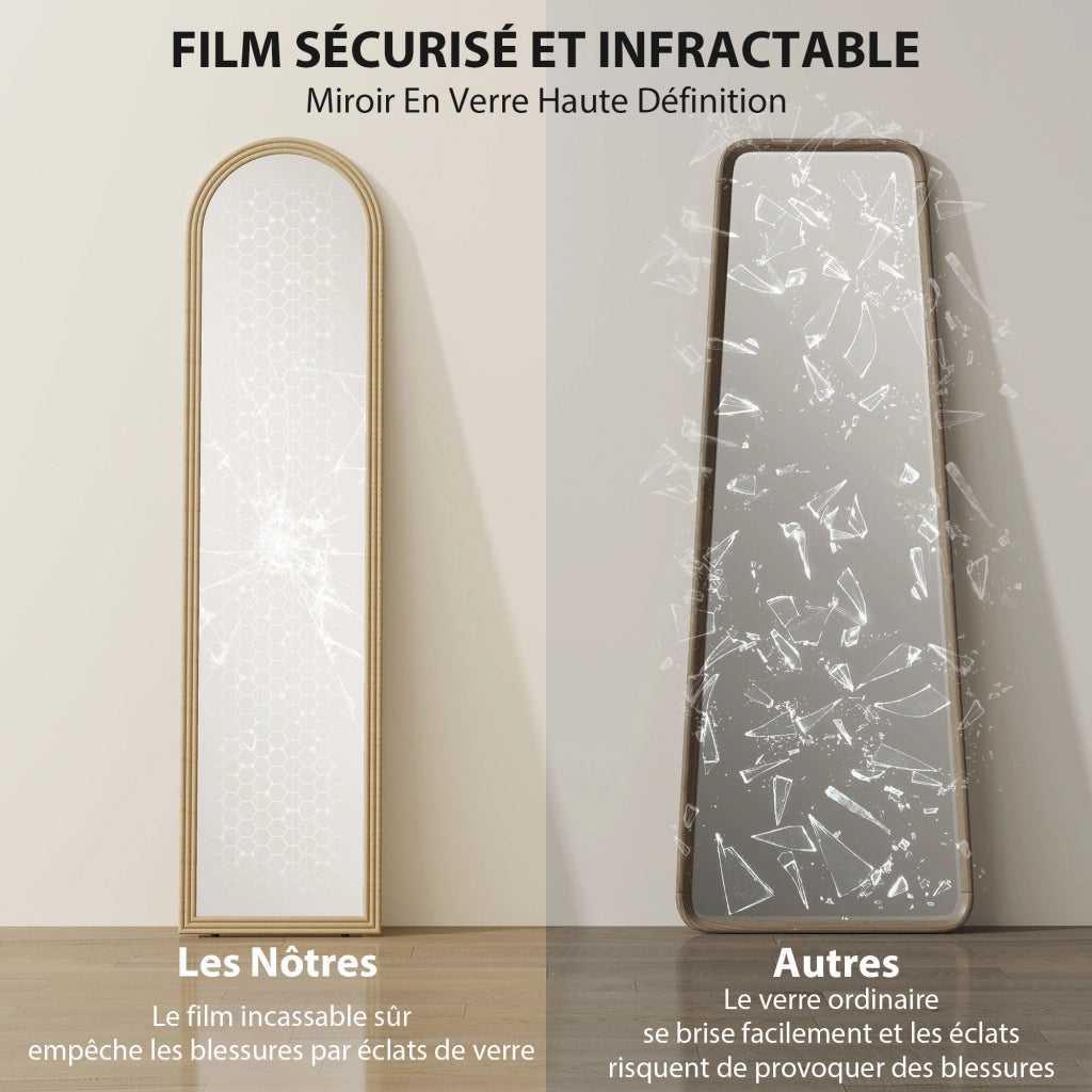 Specchio da Terra Arcuato ¨C Xylo ¨C Effetto Pietra Beige 40x160cm