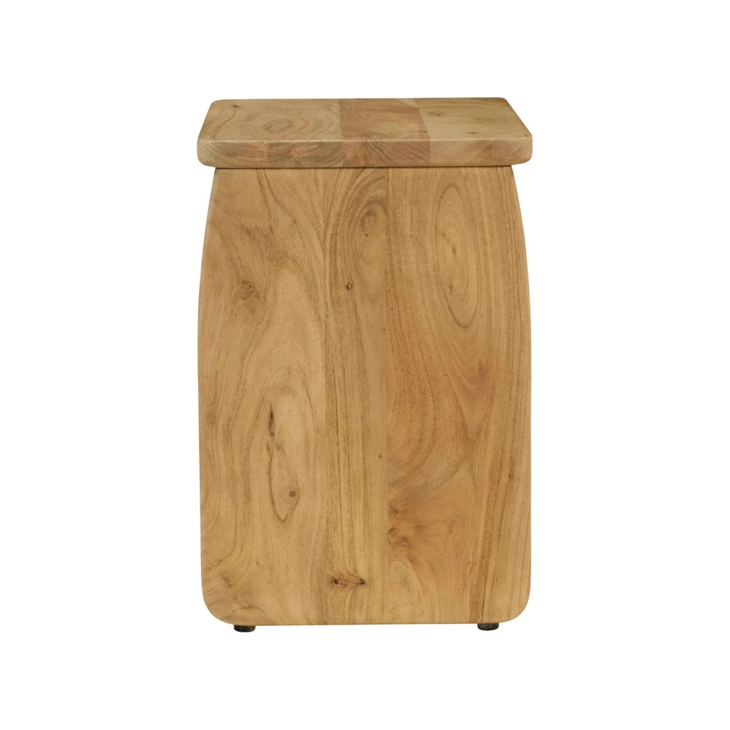 Comodino esotico in legno di acacia, marrone naturale