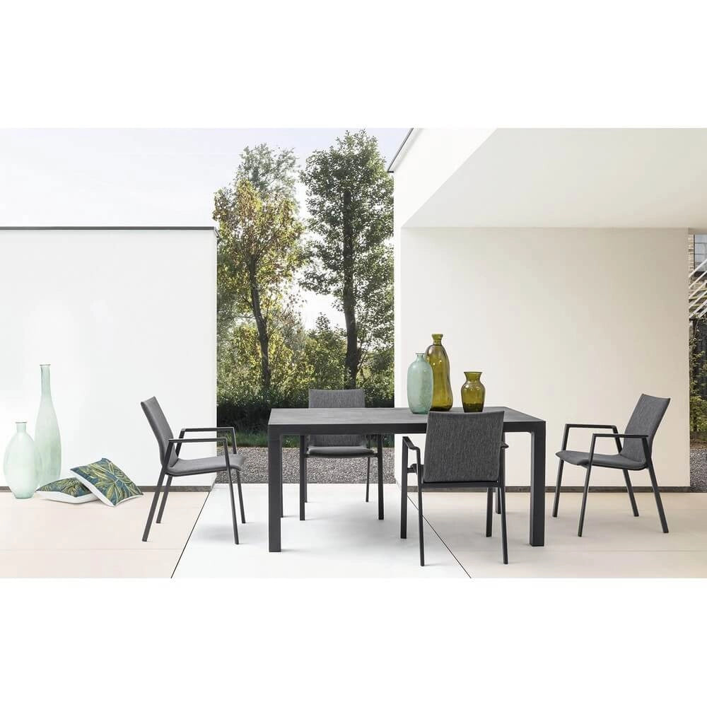 Set di 4 Sedia da Esterno con Braccioli in Alluminio e Tessuto - CLASSICAL