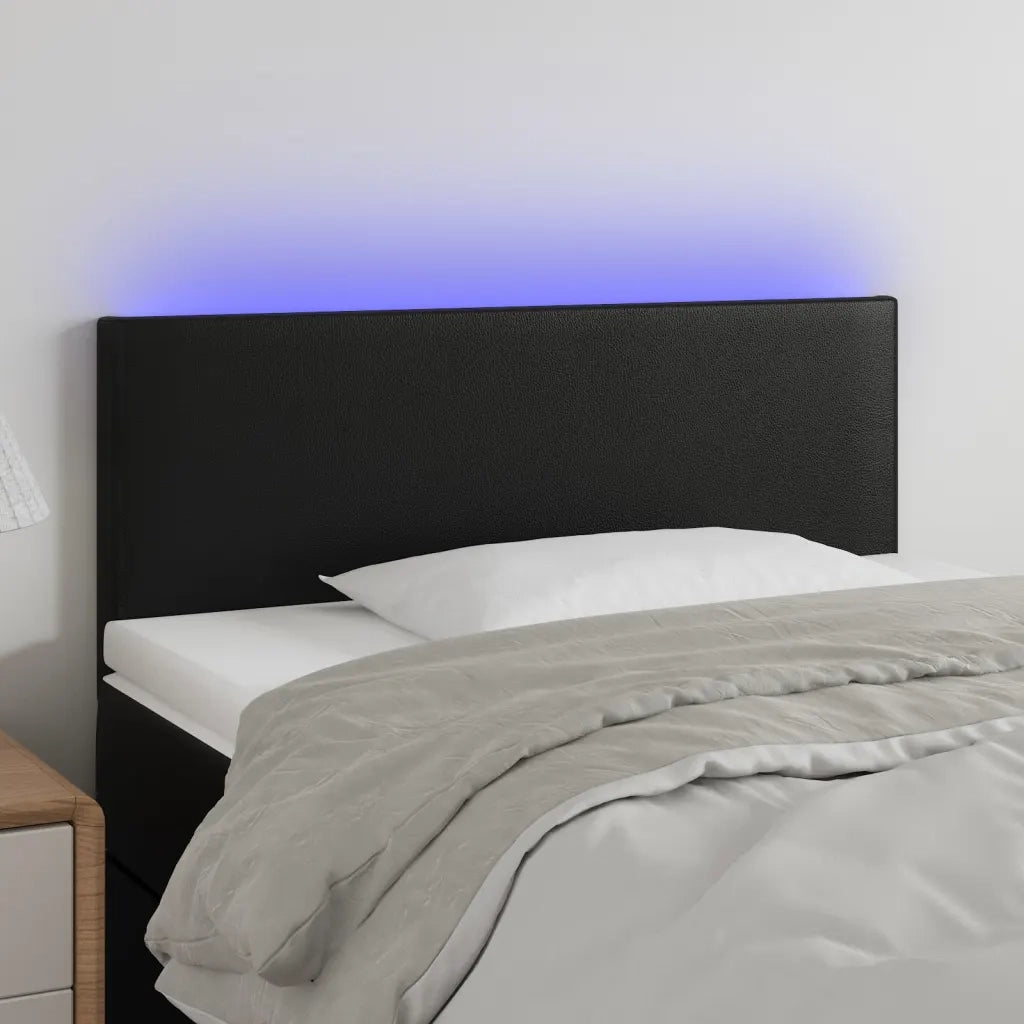 Testiera | Testata Nera a LED 80x5x78/88 cm in Similpelle