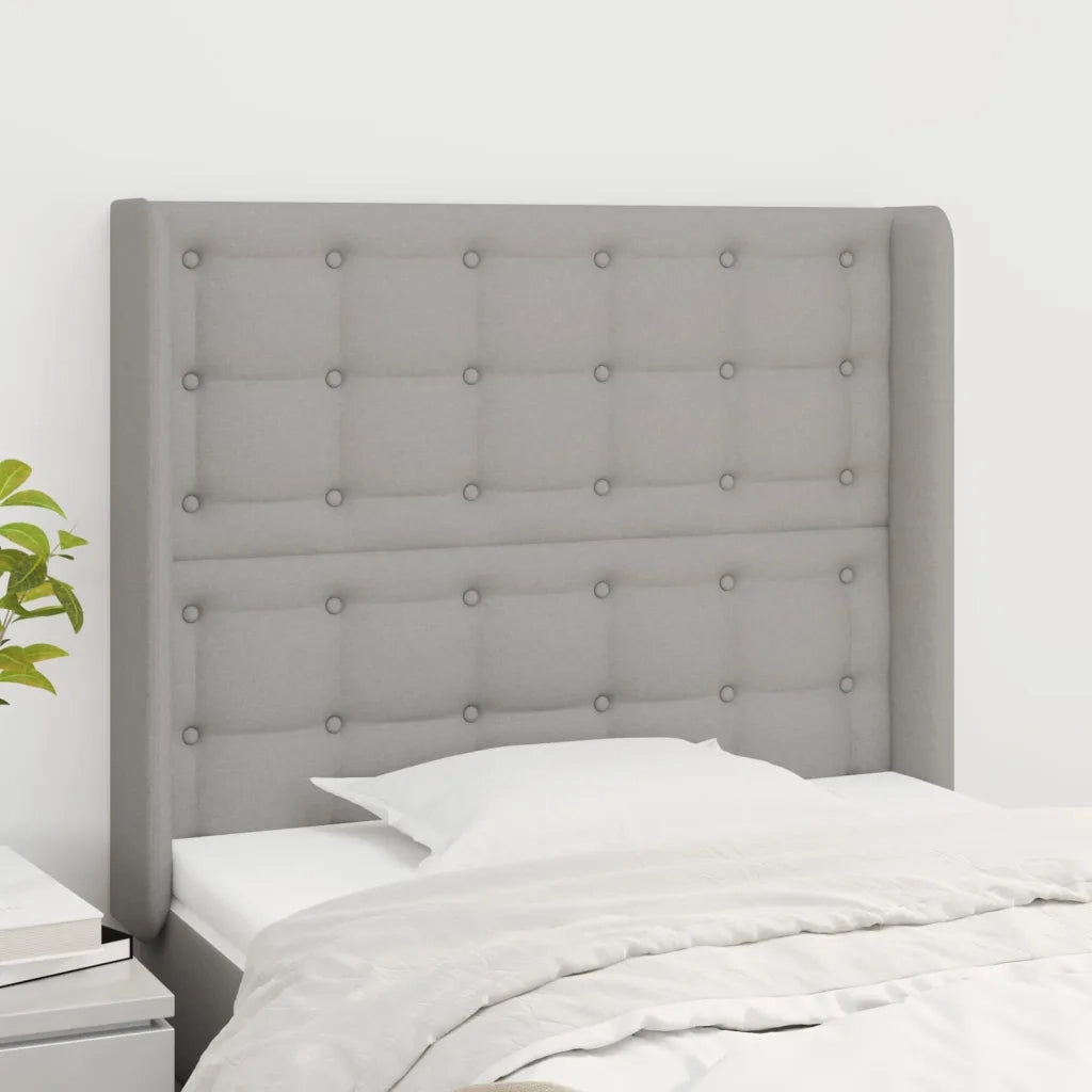 Testiera ad Orecchio-Testata con Orecchie Grigio Chiaro 93x16x118/128 cm in Tessuto 582091