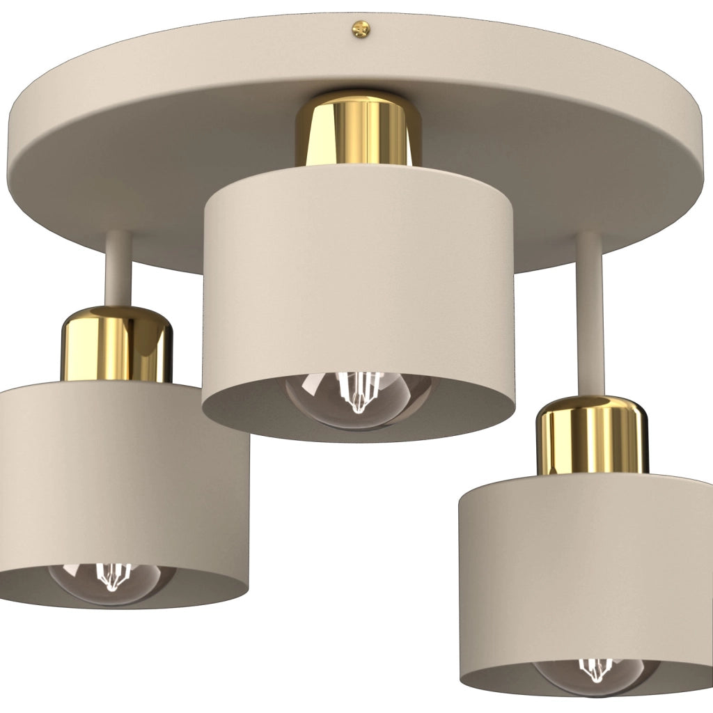 Lampada da soffitto 3 luci beige oro metallo E27 Parkla