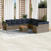 Set Divani da Giardino 11 pz con Cuscini in Polyrattan Grigio 3256649