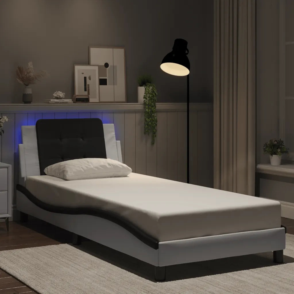 Giroletto con LED senza Materasso Zadar Bianco e Nero 90x200 cm