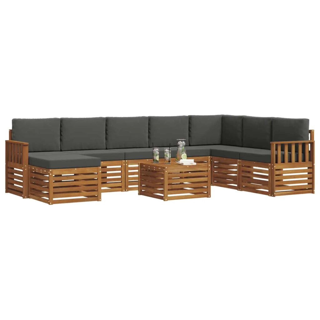 Set divano sezionale con cuscino 9 pcs Naturale e Antracite 3375322
