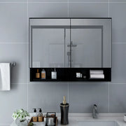 Armadietto a Specchio con LED Nero 80x15x60 cm in MDF 323605